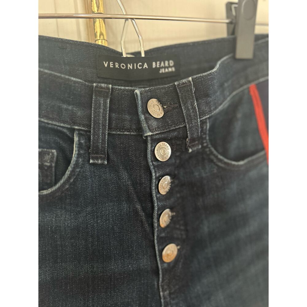 Veronica Beard Carolyn Cropped Raw Hem Boot Cut Dark wash Jean - Picture 3 of 11